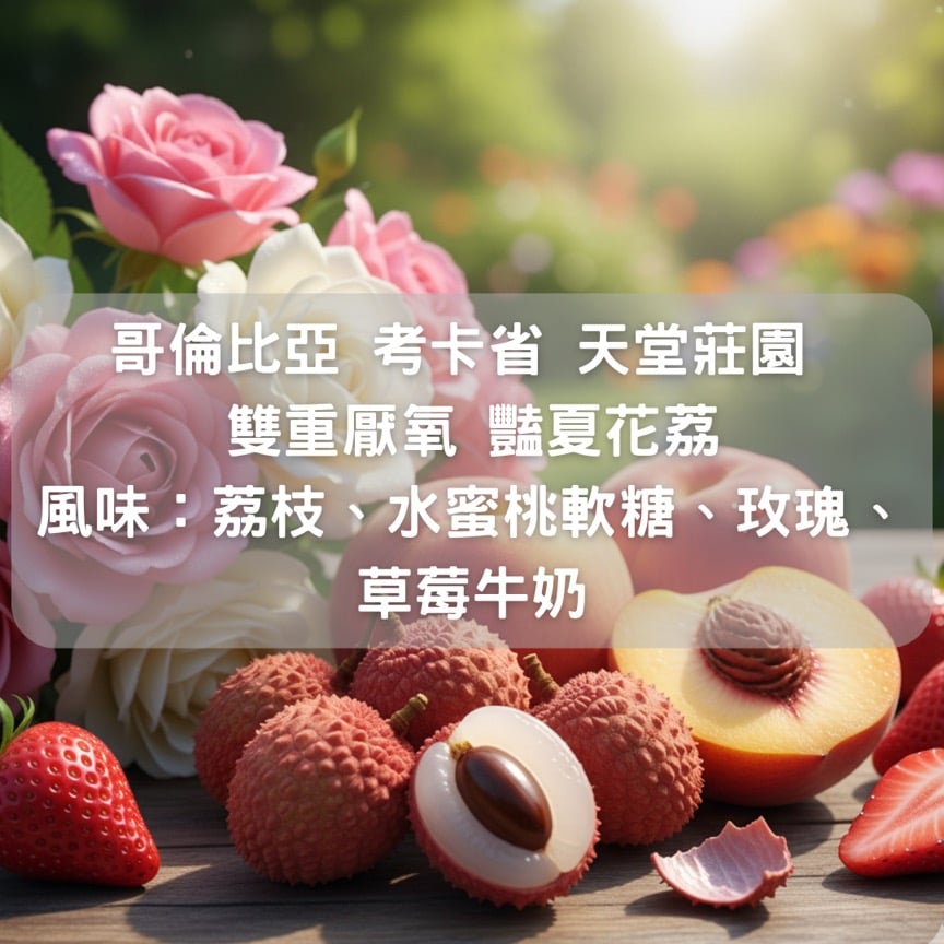 哥倫比亞 考卡省 天堂莊園 雙重厭氧 豔夏花荔(半磅/濾掛式10包）