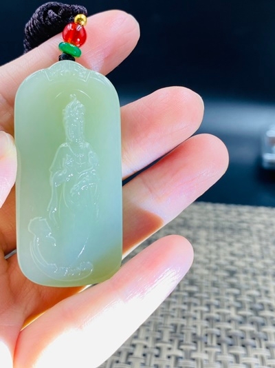 和田玉青海料【觀音牌】 - 石至名歸