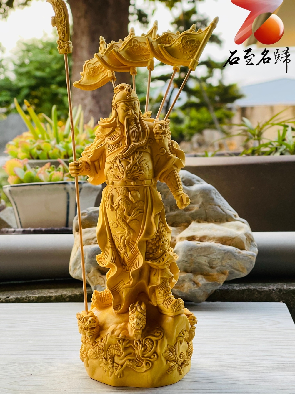 2工芸品 黄楊木 崖柏 ドア神 木彫 精密細工5 - 彫刻/オブジェクト