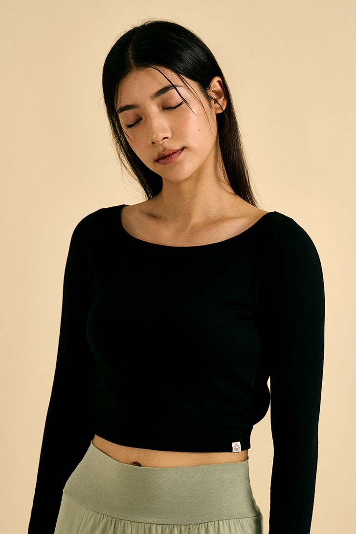 Dhyani 智慧胸墊長袖上衣 黑色 CON138BLK2