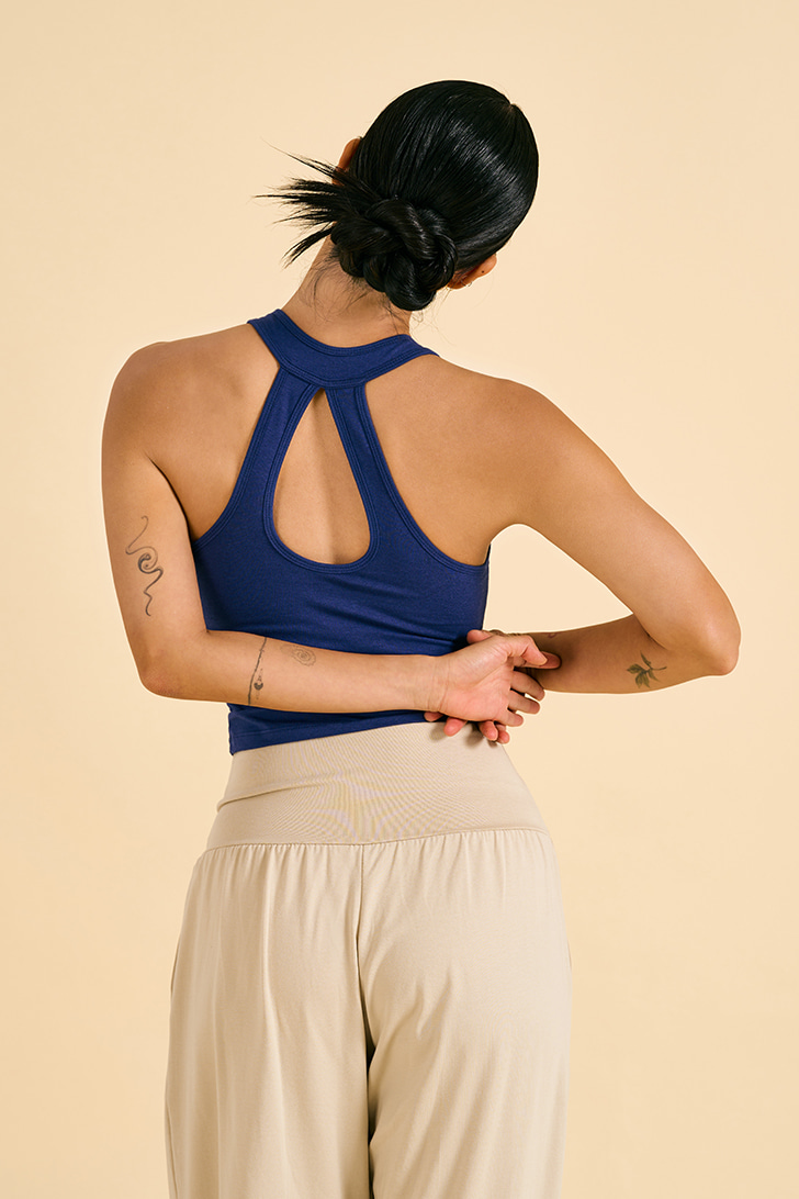 Dhyani 月亮U領胸墊背心 藍色 CON137BLU2