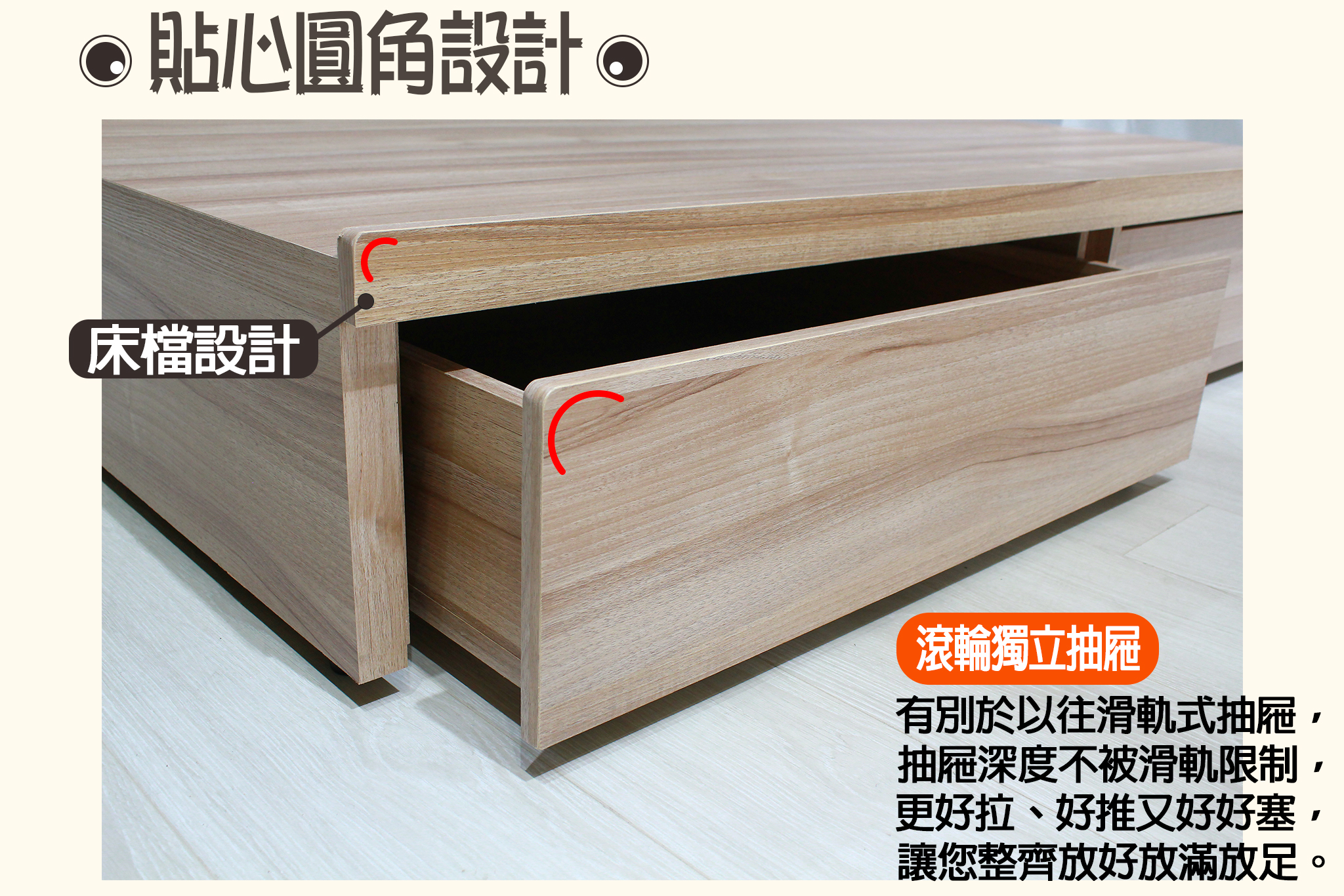 菈覓大尾抽收納式床底(可客製化訂做)4