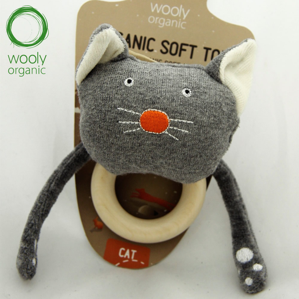 WoolyOrganic有機棉絨 咬咬木質固齒環(貓咪)3