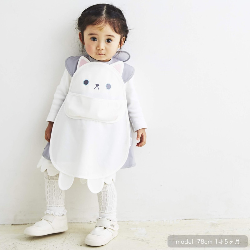 日本ABOO 動物造型長版圍裙(白貓貓)2