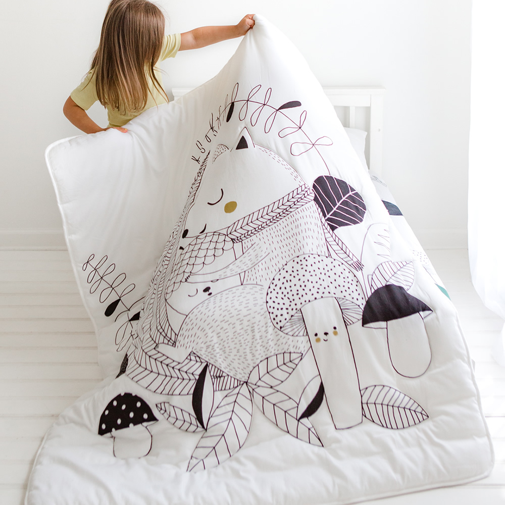 美國RookieHumans 多功能純棉絲柔被(晚安!松鼠)5