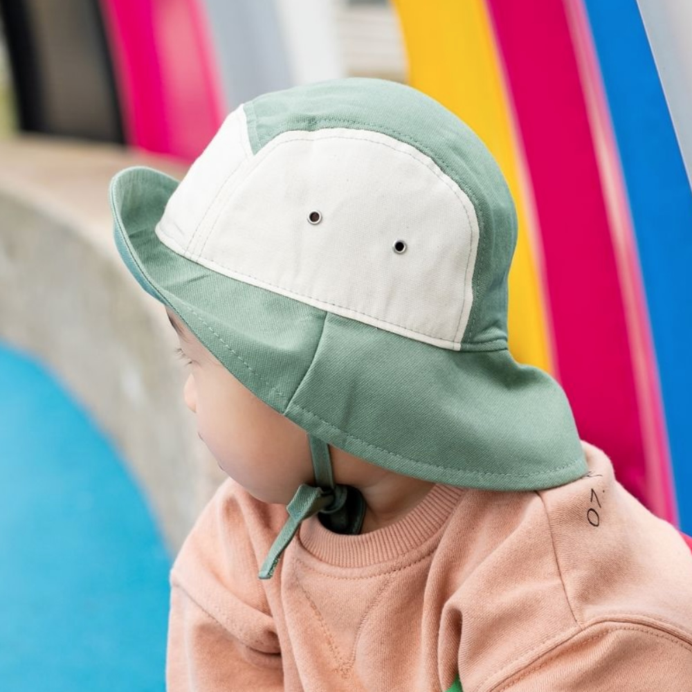 法國KiETLA 幼童休閒遮陽帽(天然棉白&綠)5
