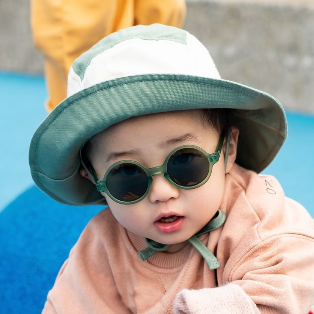 法國KiETLA 幼童休閒遮陽帽(天然棉白&綠)7