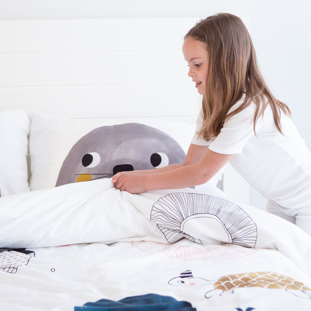 美國RookieHumans 純棉絲柔被套床包組Full(深海愛戀)6