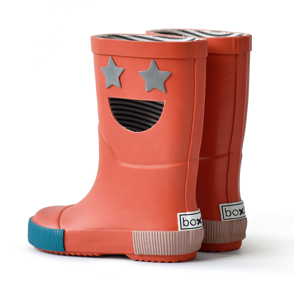法國BOXBO WISTITI STAR雨靴-我愛閃爍星(深紅橘)2