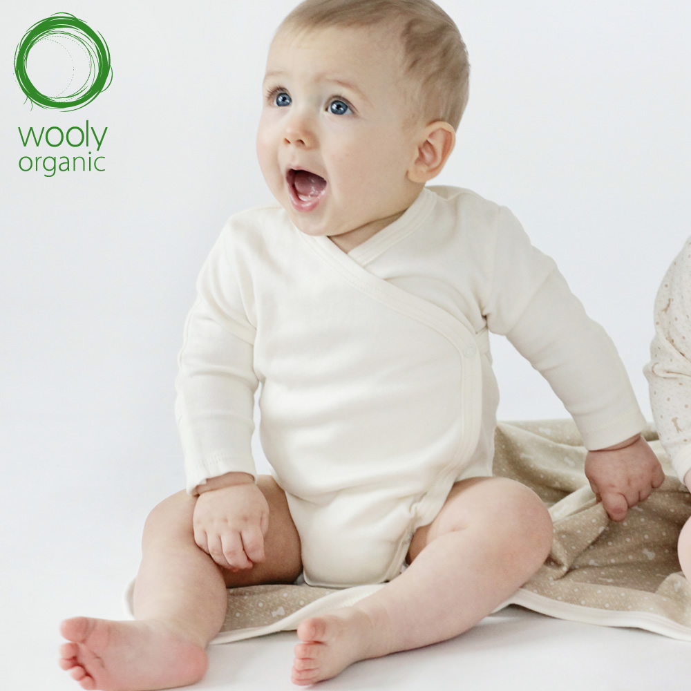 WoolyOrganic有機棉絨 側開襟包屁衣(原色米)2