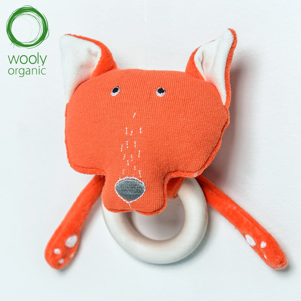 WoolyOrganic有機棉絨 咬咬木質固齒環(狐狸)2