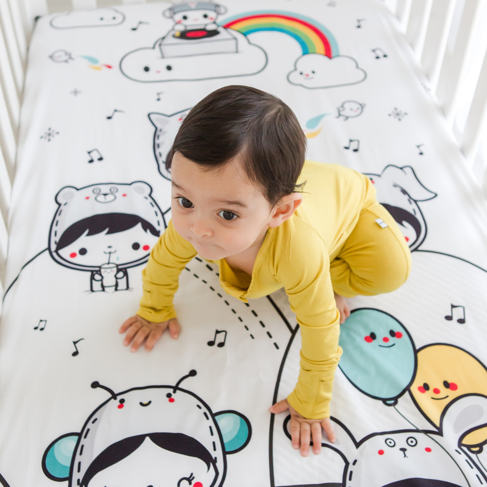 美國RookieHumans 嬰兒床純棉絲柔床包(我的搖籃派對)3