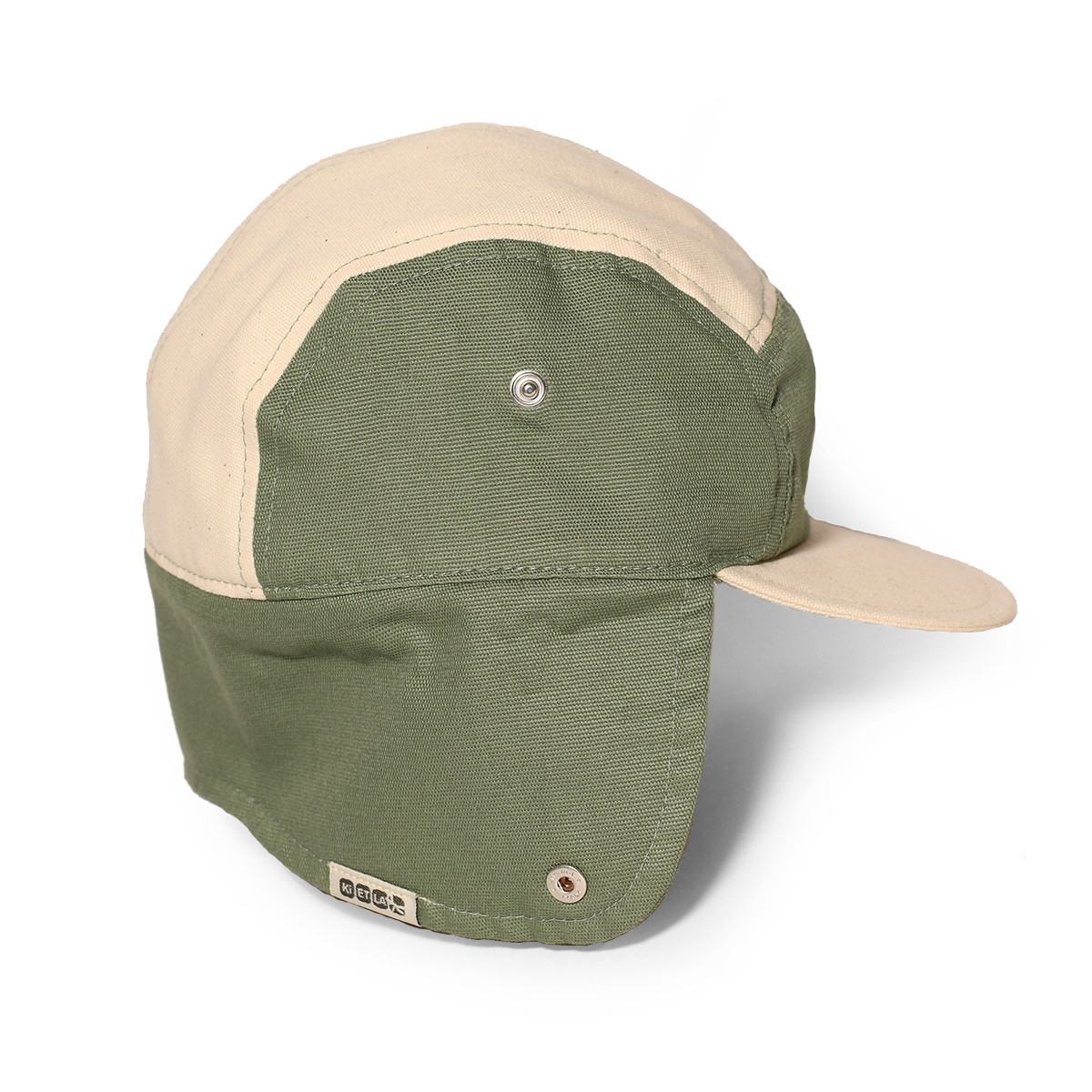法國KiETLA 幼兒經典戶外運動帽(天然棉白&綠)3