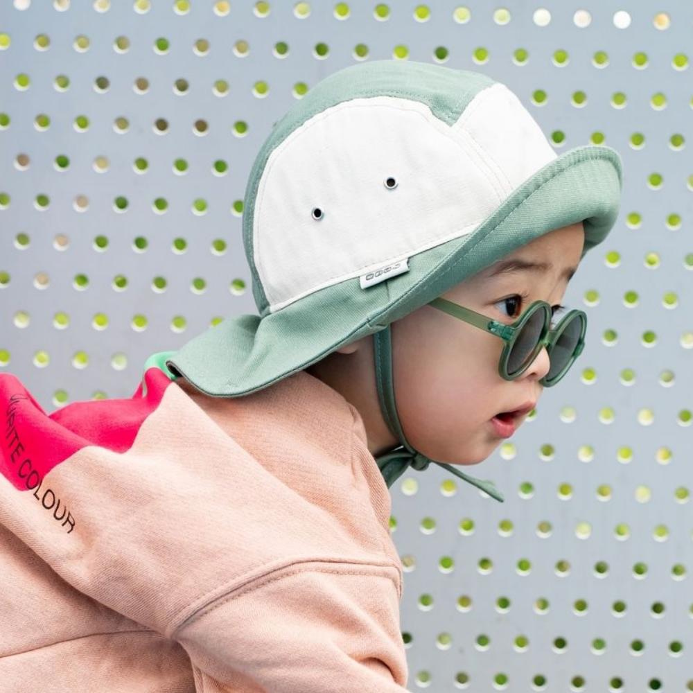 法國KiETLA 幼童休閒遮陽帽(天然棉白&綠)6