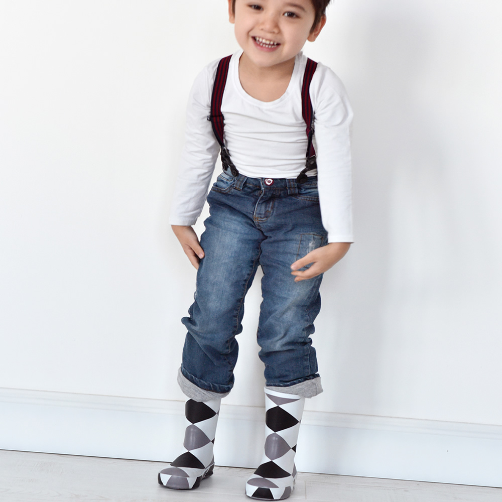 法國BOXBO DAMIER雨靴-愛時尚(菱格灰)6