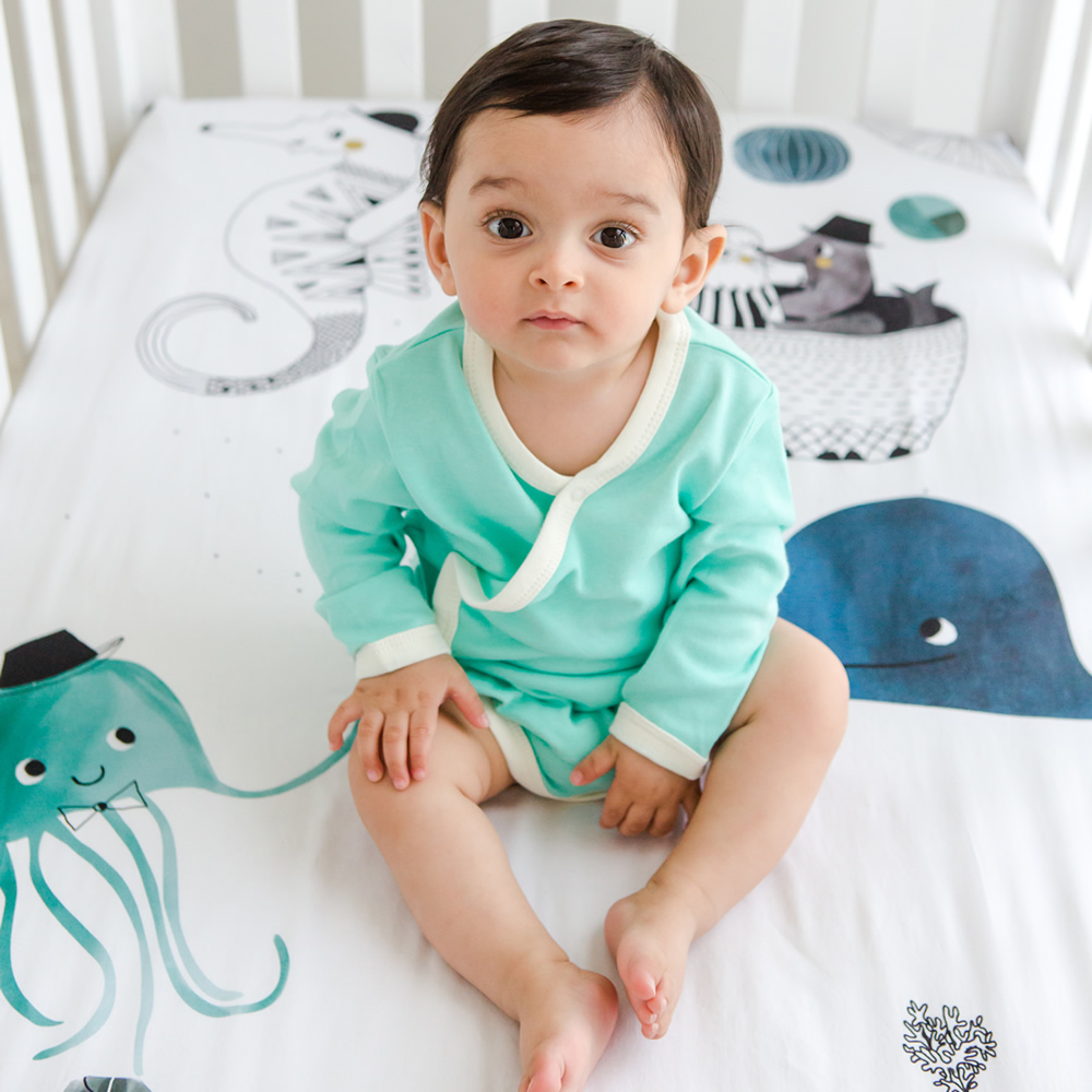 美國RookieHumans 嬰兒床純棉絲柔床包(深海愛戀)3