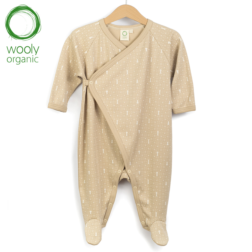 WoolyOrganic有機棉絨 側開襟長袖連腳褲(丹蜜深棕)1