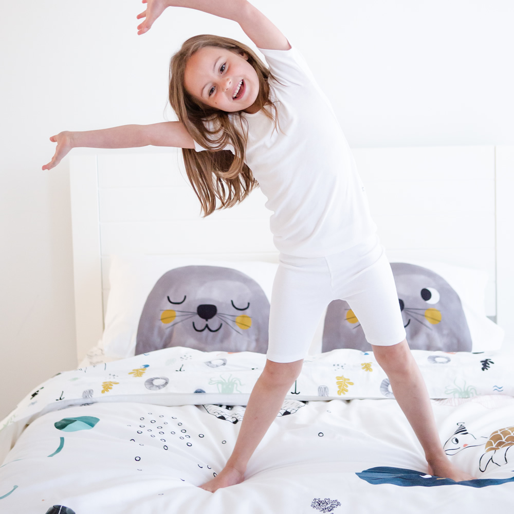 美國RookieHumans 純棉絲柔被套床包組Full(深海愛戀)5