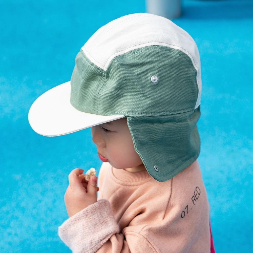 法國KiETLA 幼兒經典戶外運動帽(天然棉白&綠)6