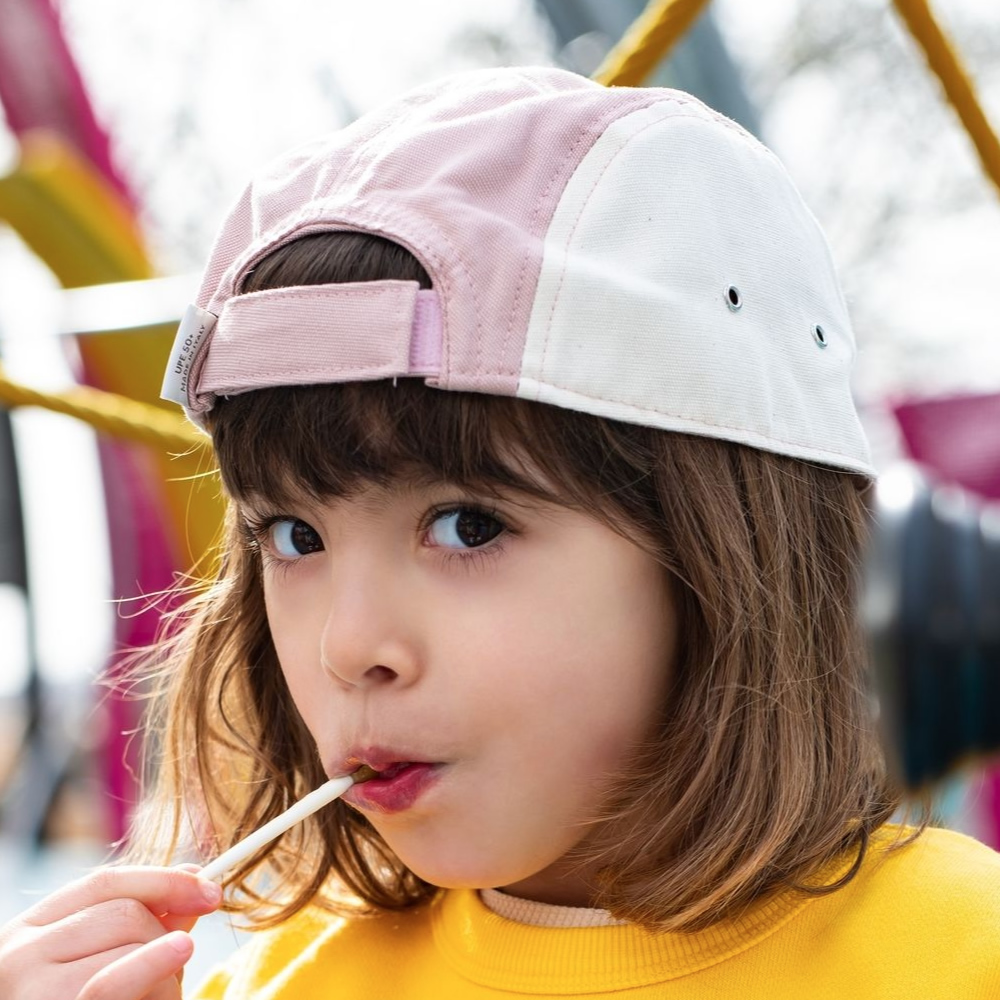 法國KiETLA 兒童遮陽棒球帽(天然棉白&粉)4