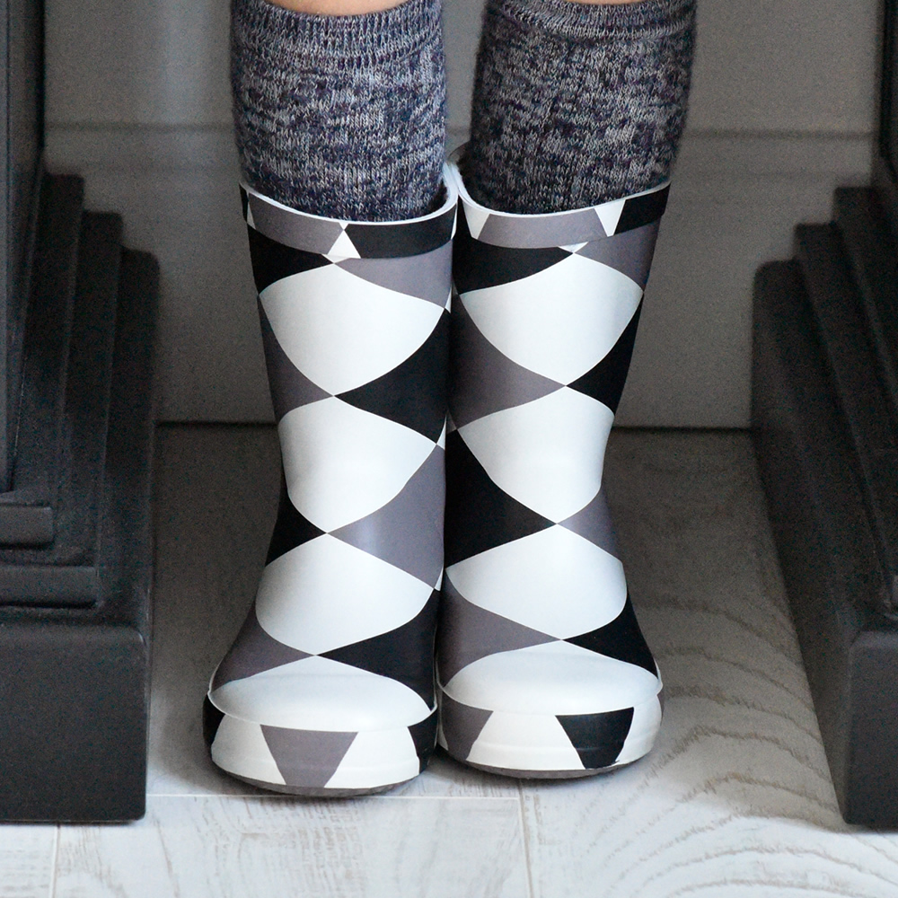 法國BOXBO DAMIER雨靴-愛時尚(菱格灰)4