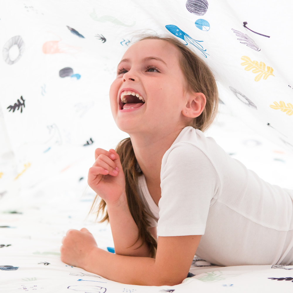 美國RookieHumans 純棉絲柔被套床包組Full(深海愛戀)3