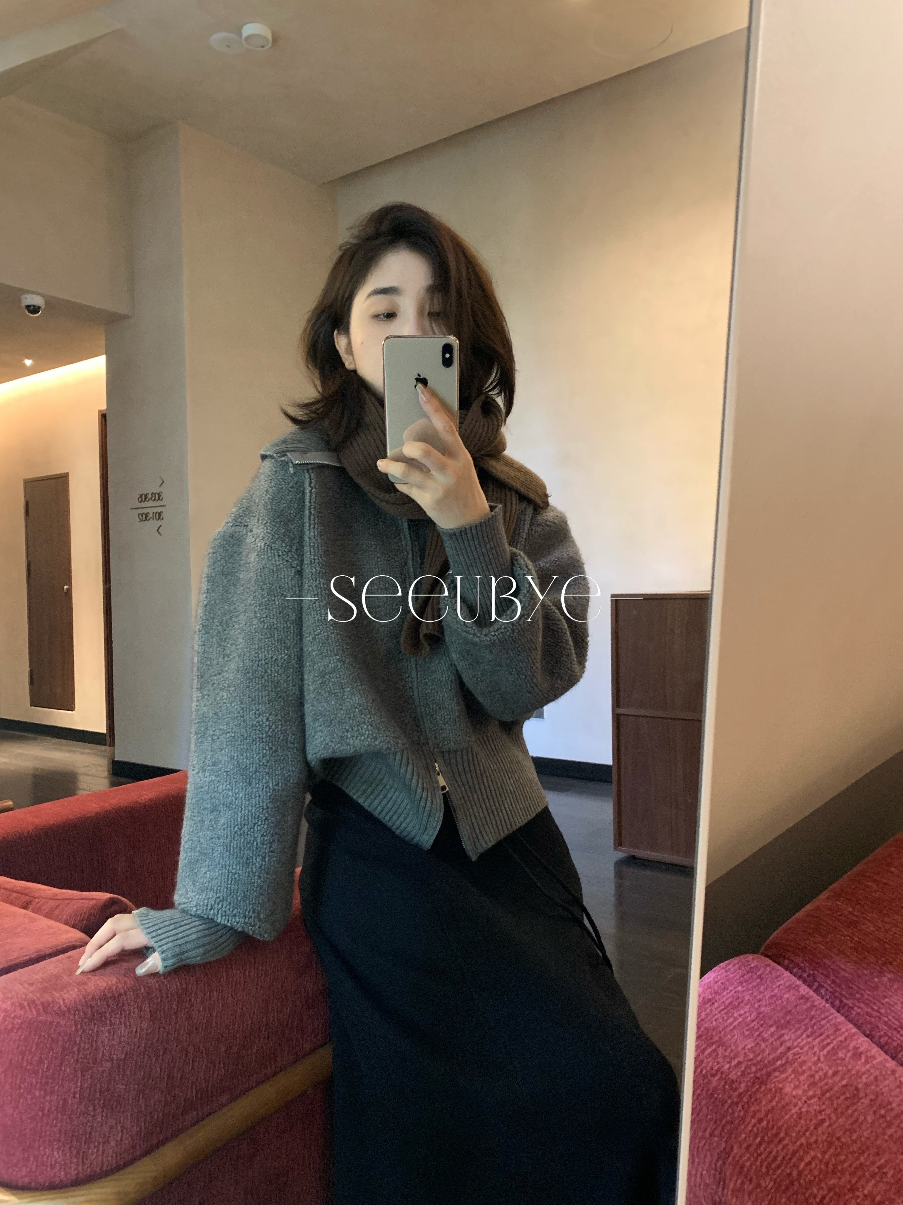 翻領拉鍊時髦毛衣外套1