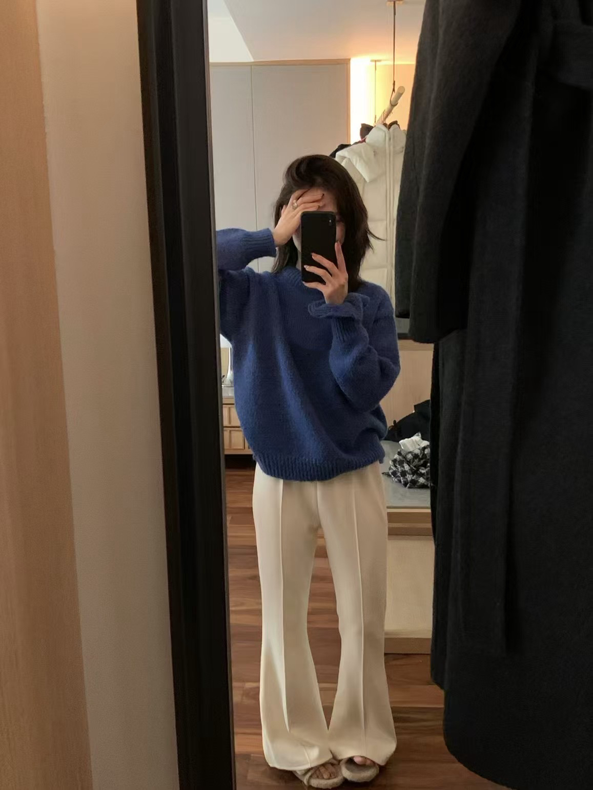 帶髮圈三色毛衣15