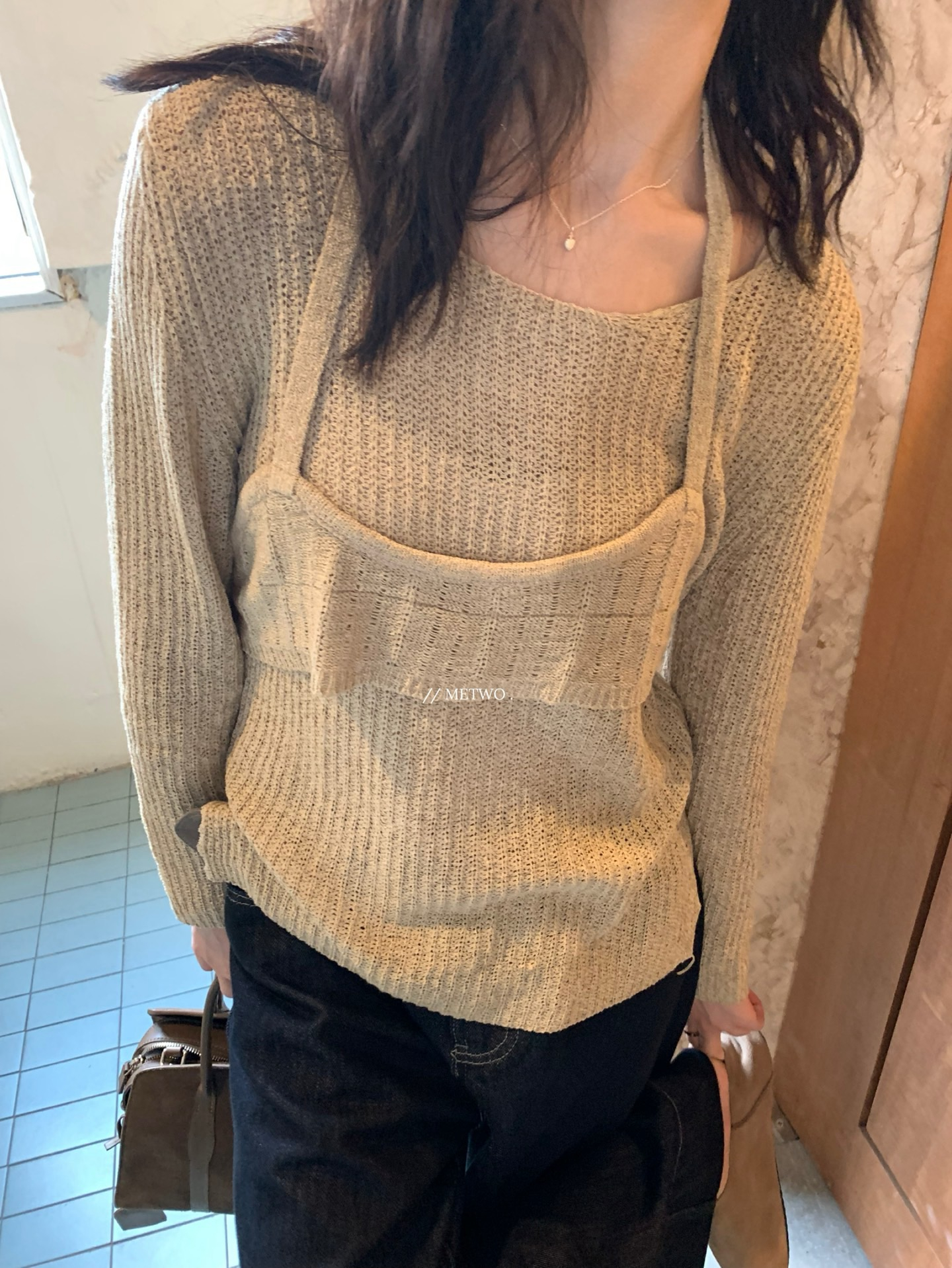 韓式時髦吊帶兩件套1