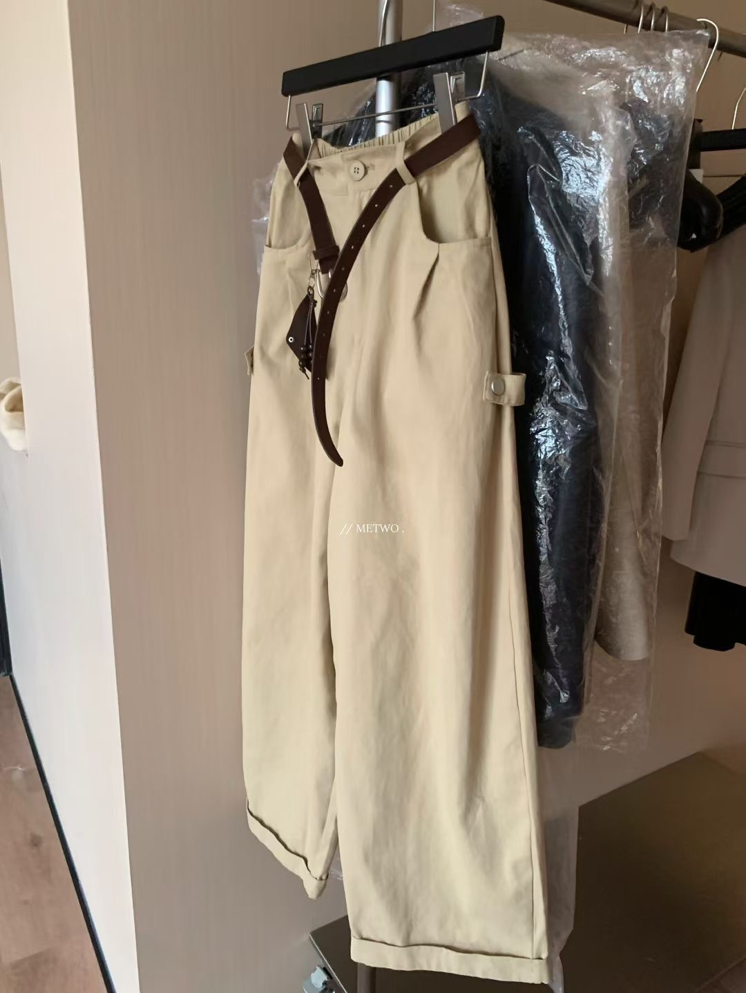 美式卡其皮帶褲8