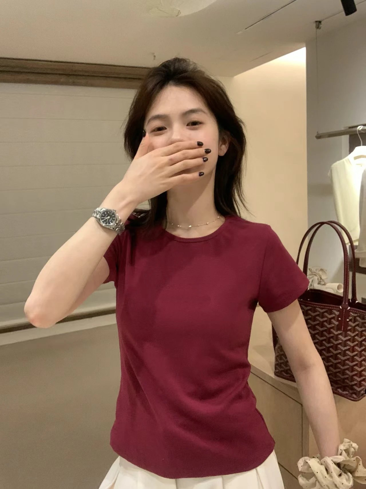 8色！skim*正肩紙片tee5