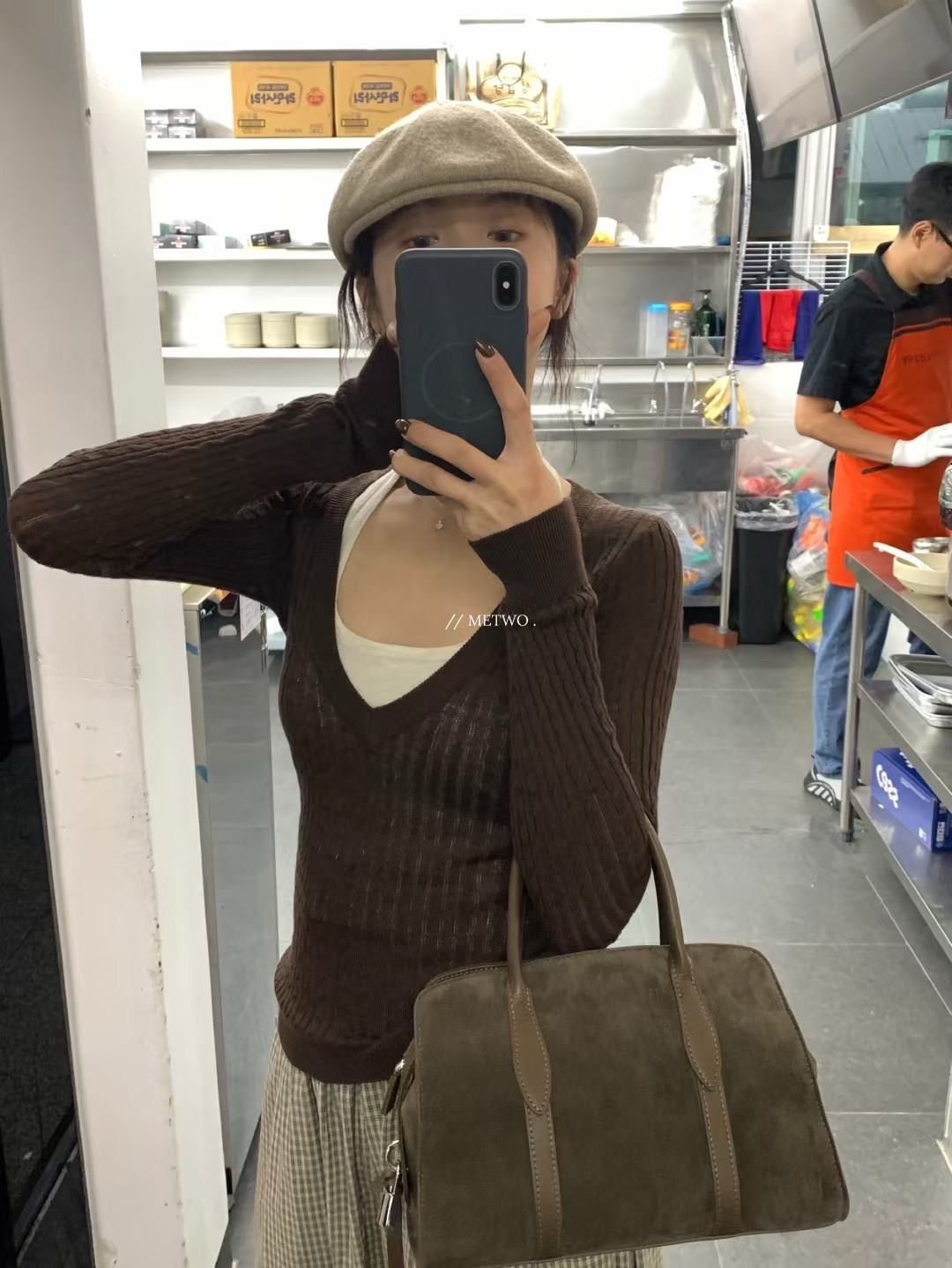 掛脖純欲針織兩件套1