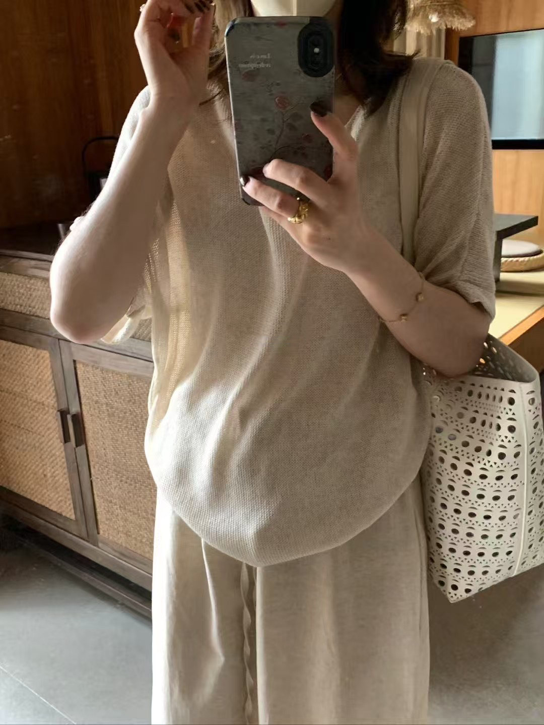 蝙蝠袖苧麻針織衫2