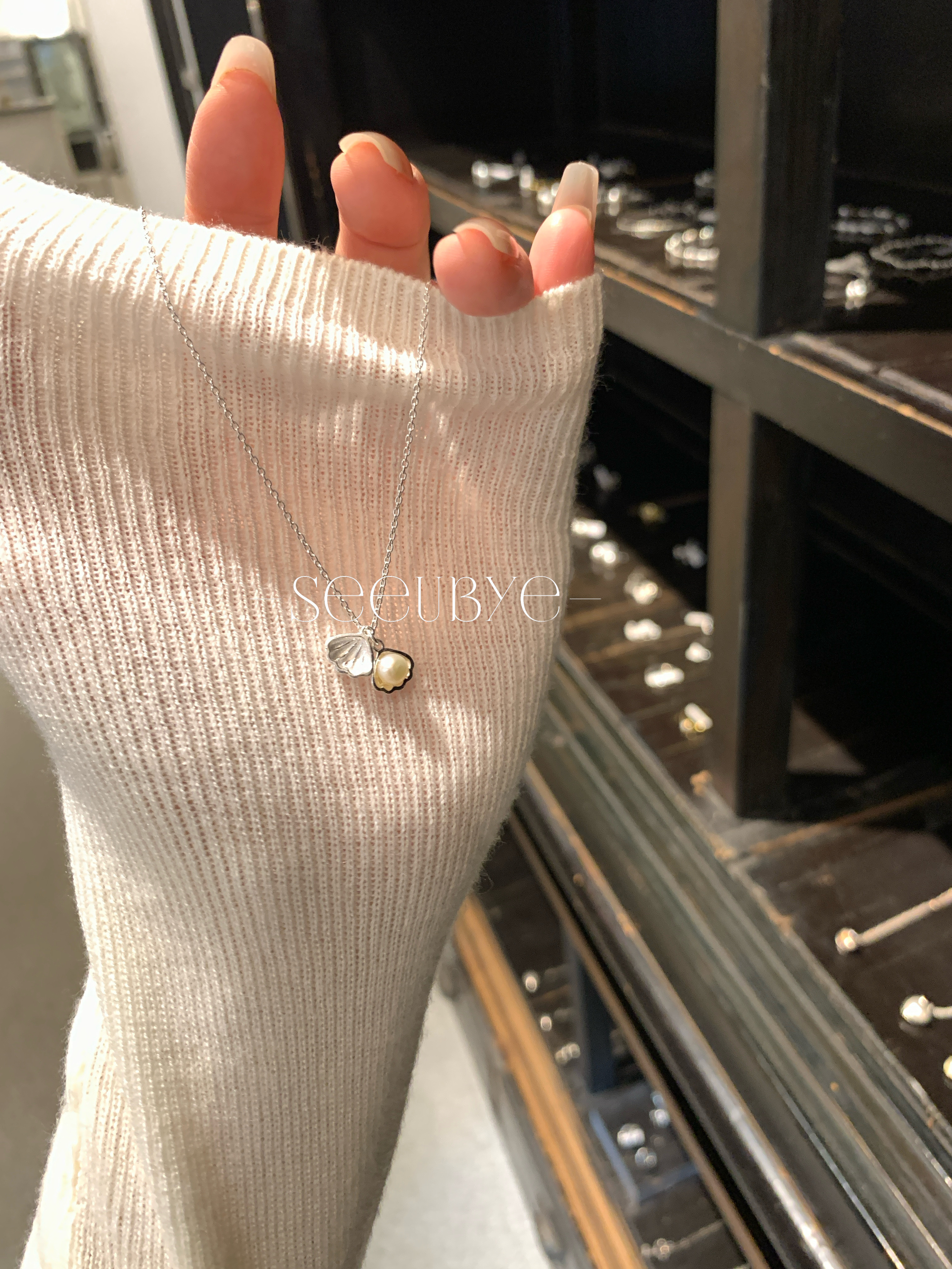 開口真貝珠項鍊｜925純銀超重工6