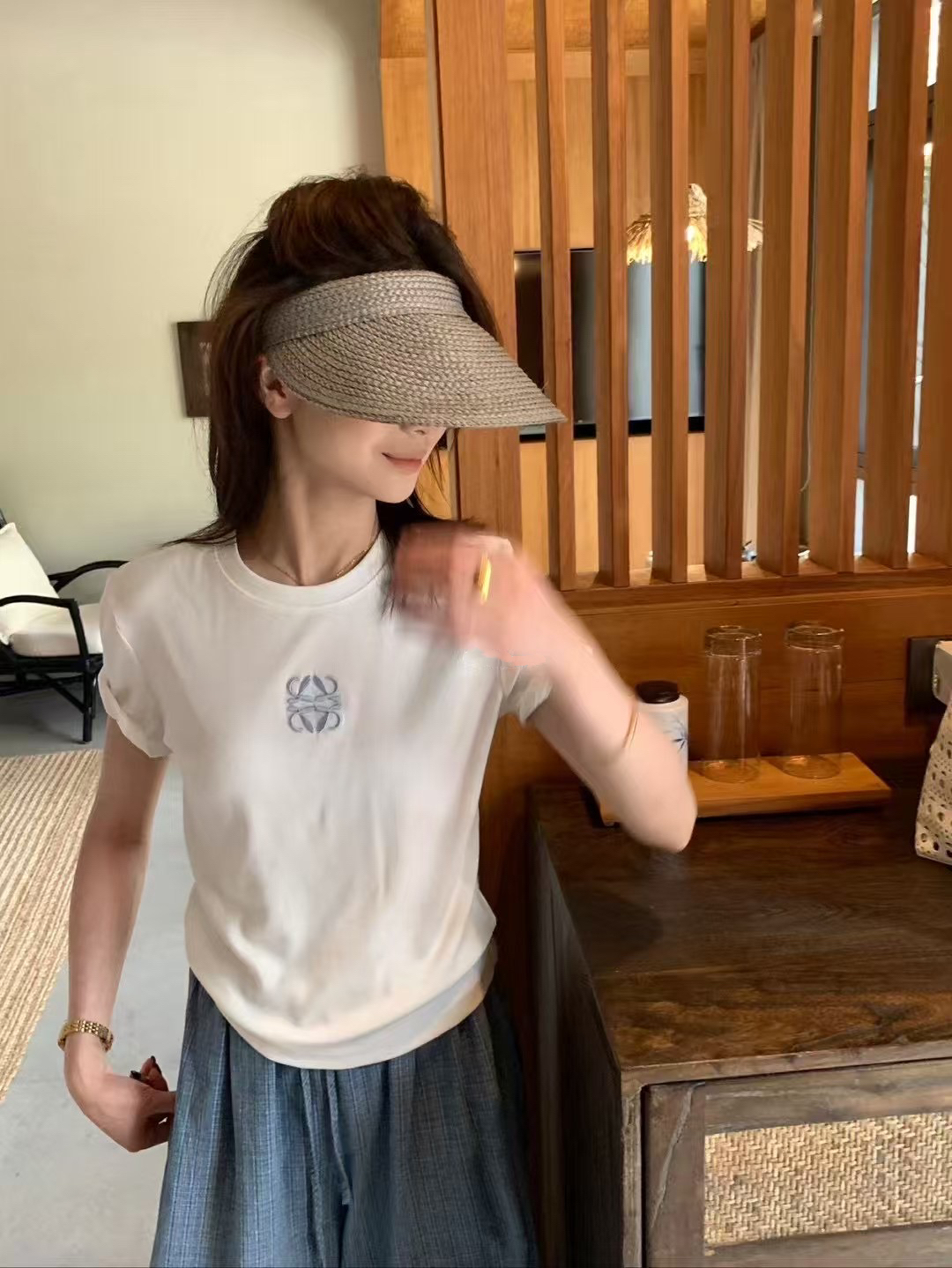 牛仔棉闊腿褲10