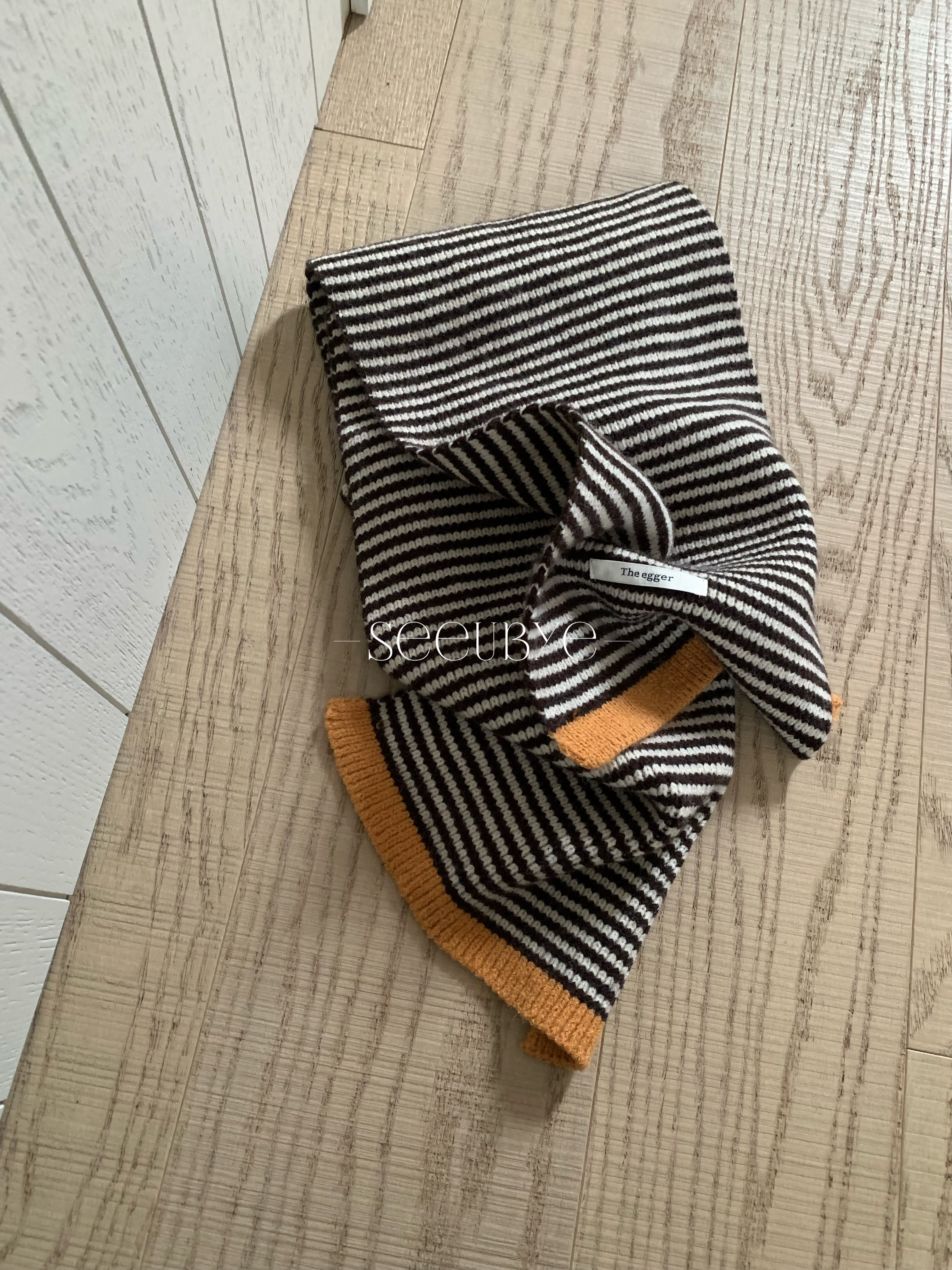 Knittibg wool條紋圍巾1