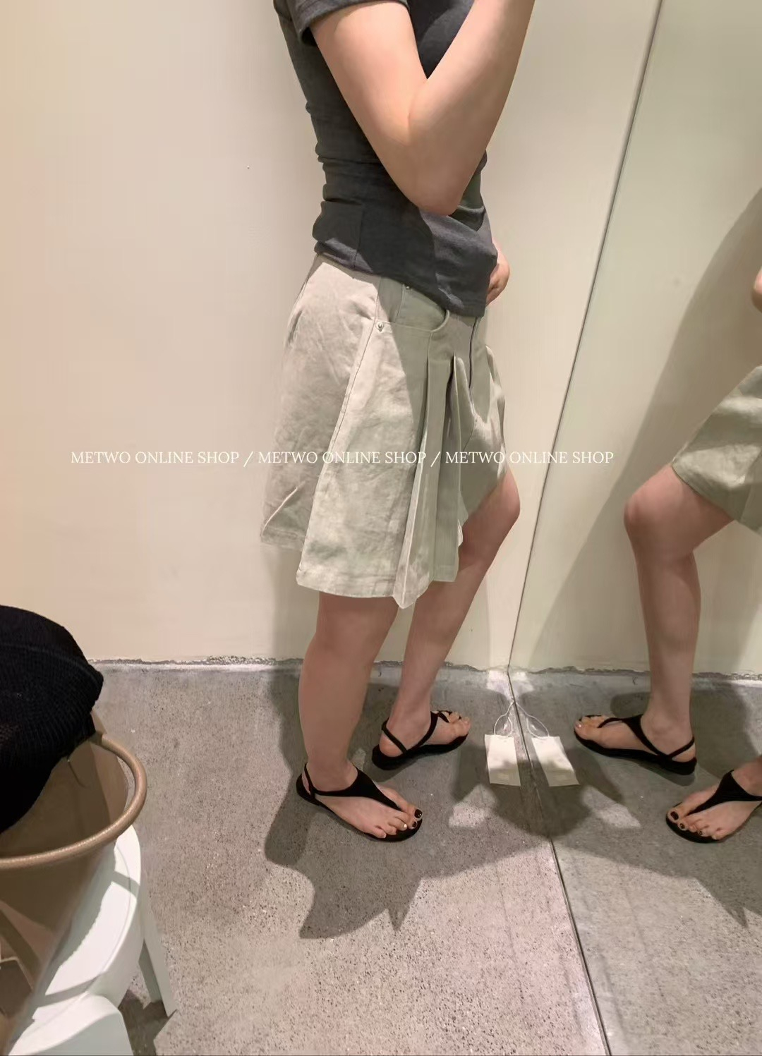 百褶水洗棉短裙13