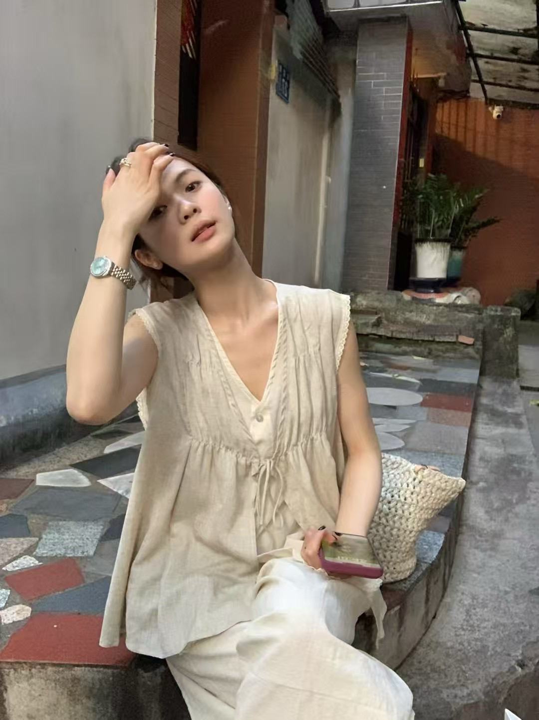 日系假兩件上衣2