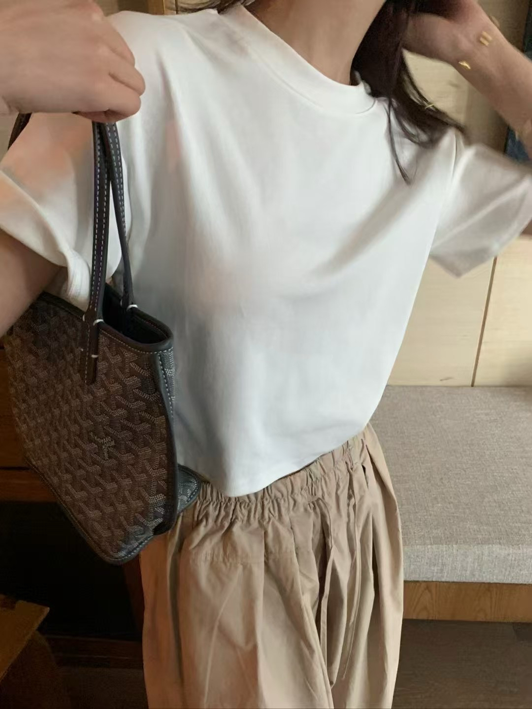 正肩100%純棉短tee19