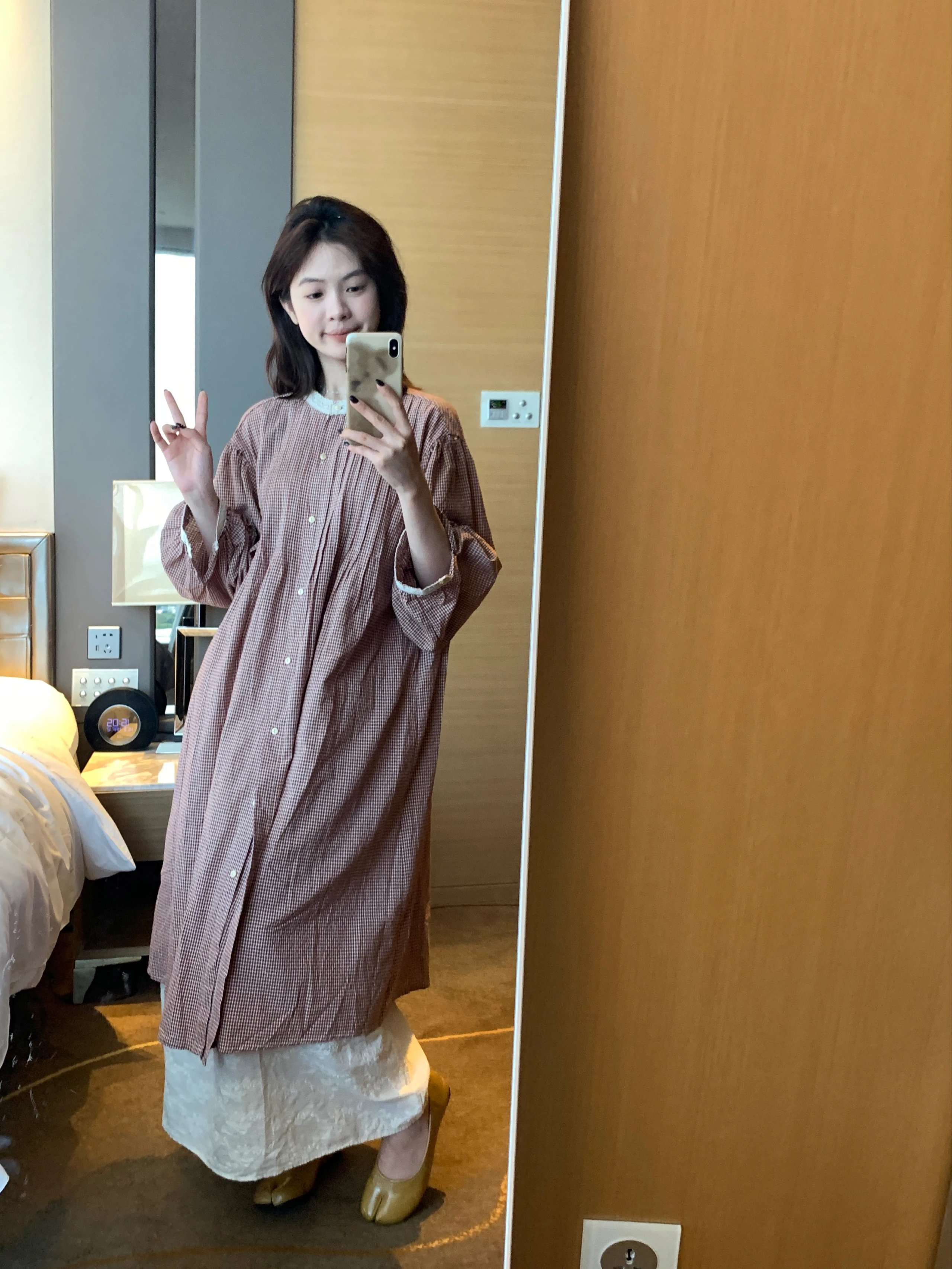 日系.格子襯衫裙1