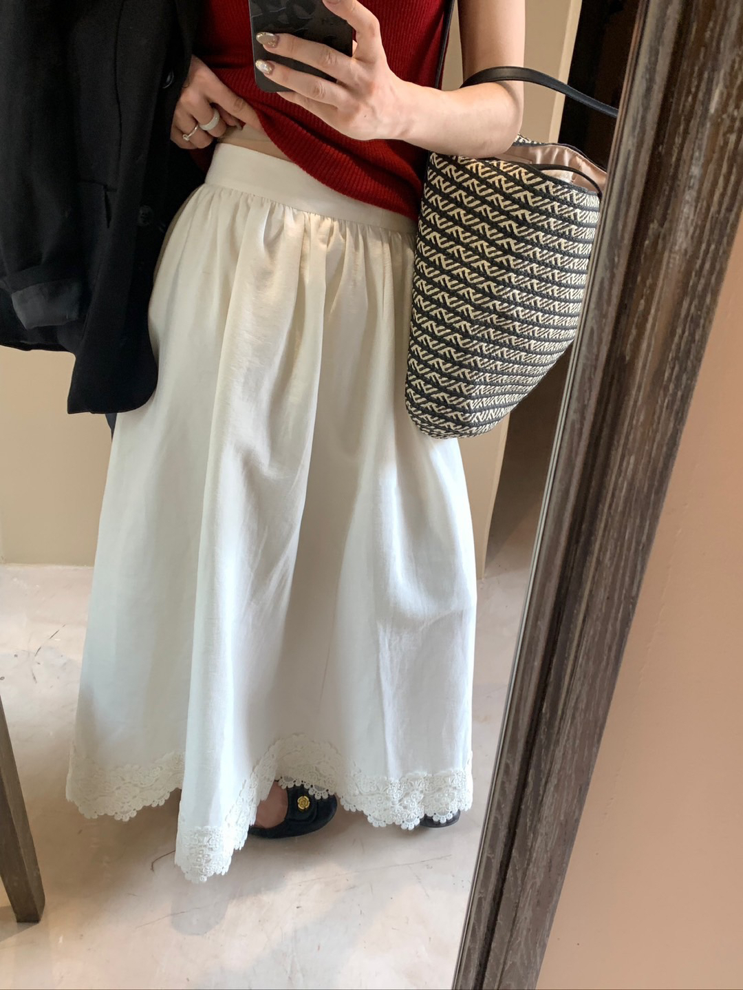 高腰搭了大半期白半裙9