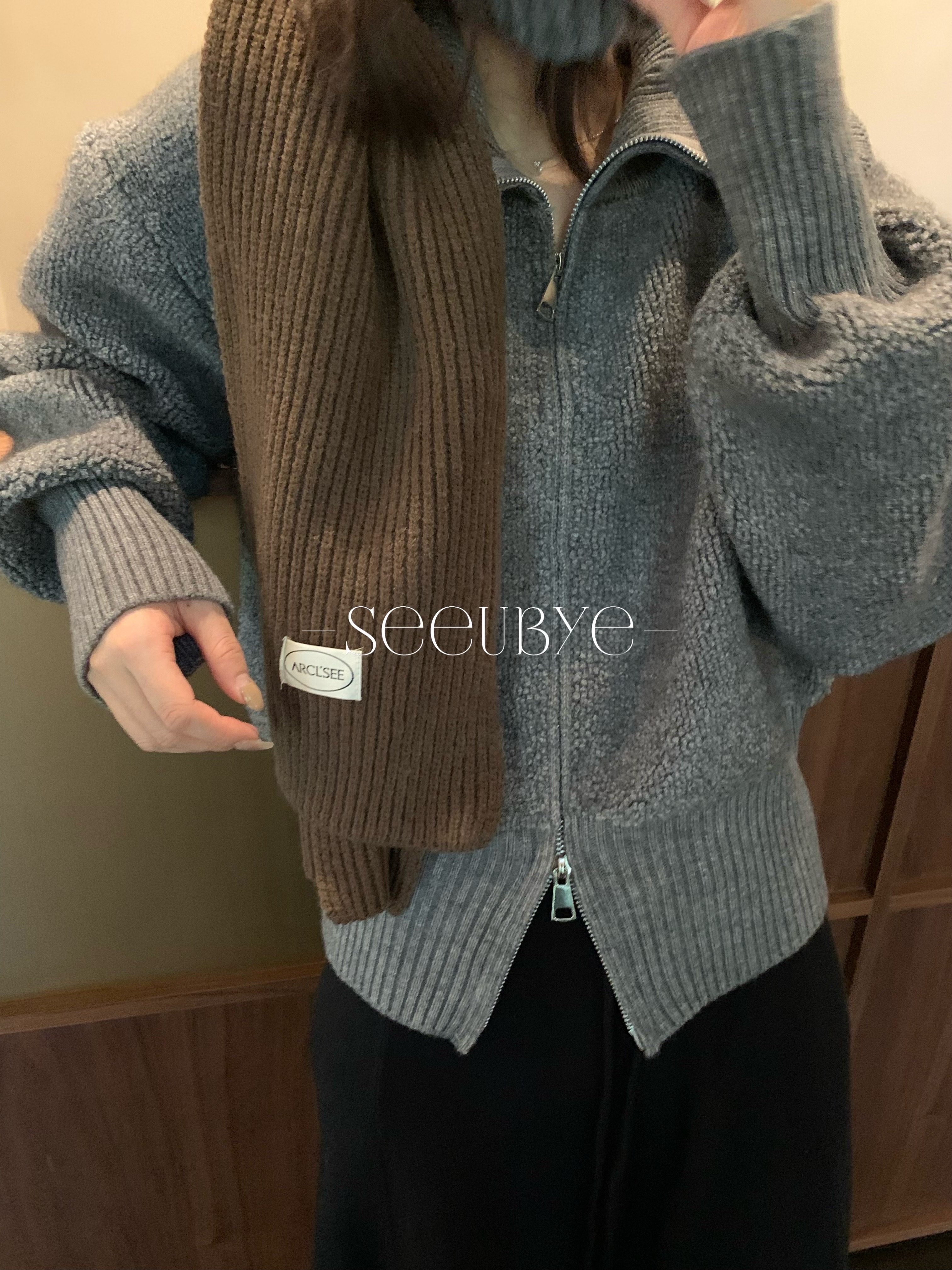 翻領拉鍊時髦毛衣外套5