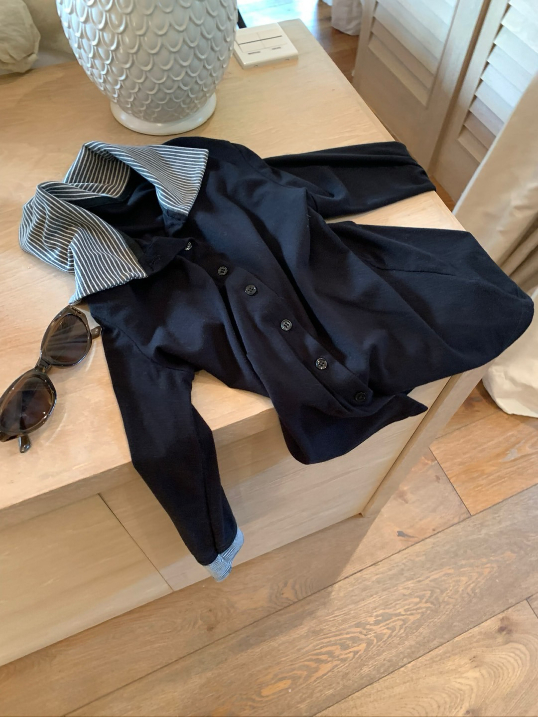 拼接條紋polo針織上衣3