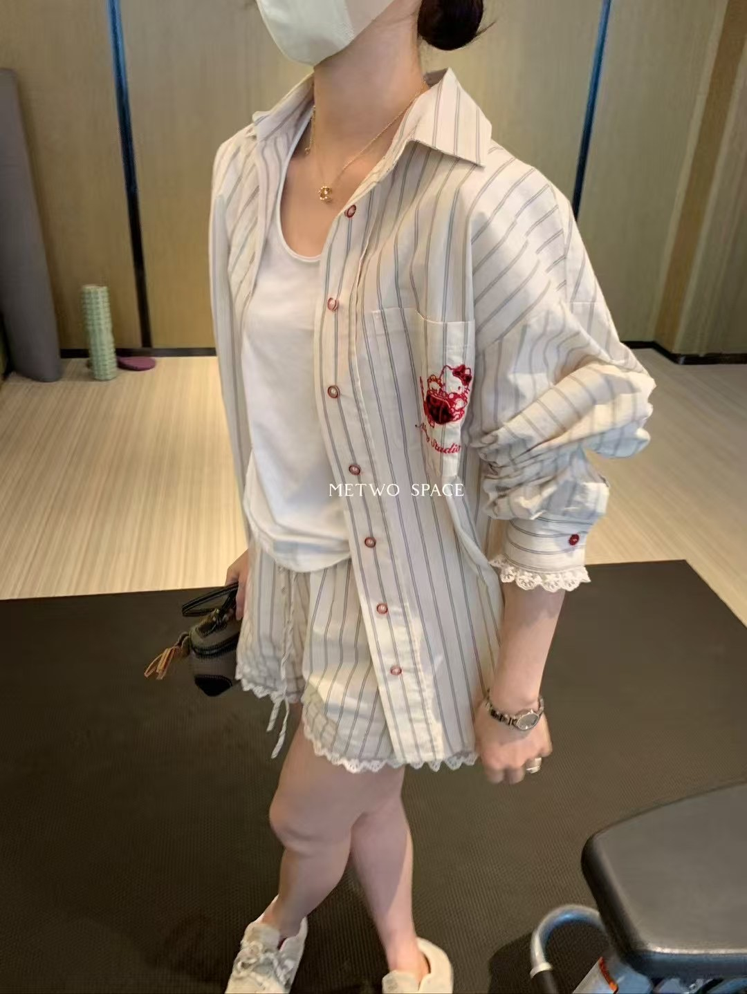 凱蒂貓歐貨條紋襯衫套裝6