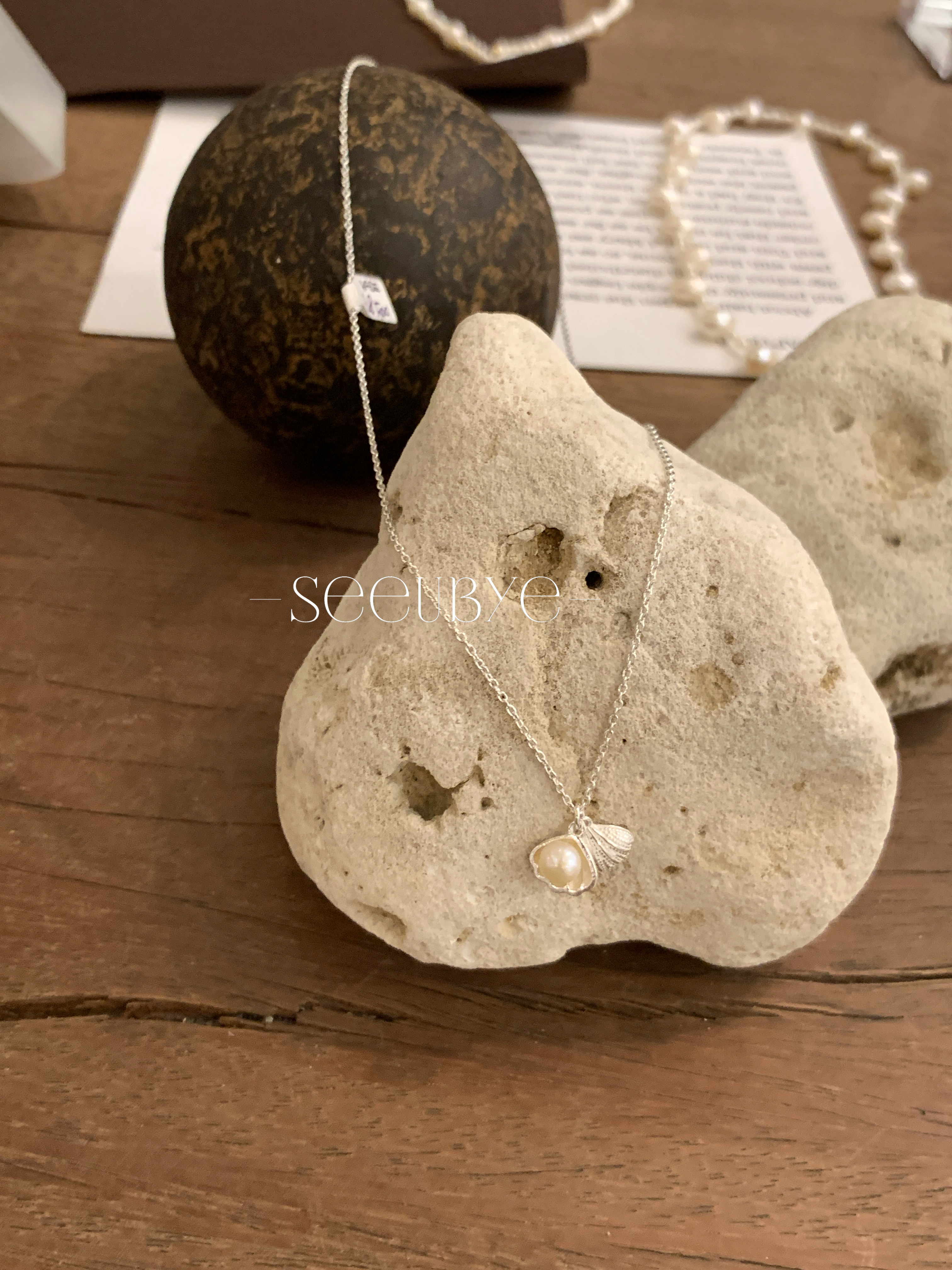 開口真貝珠項鍊｜925純銀超重工8