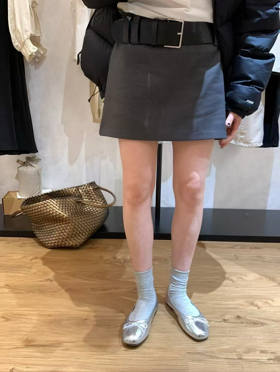 配腰帶西裝短裙5