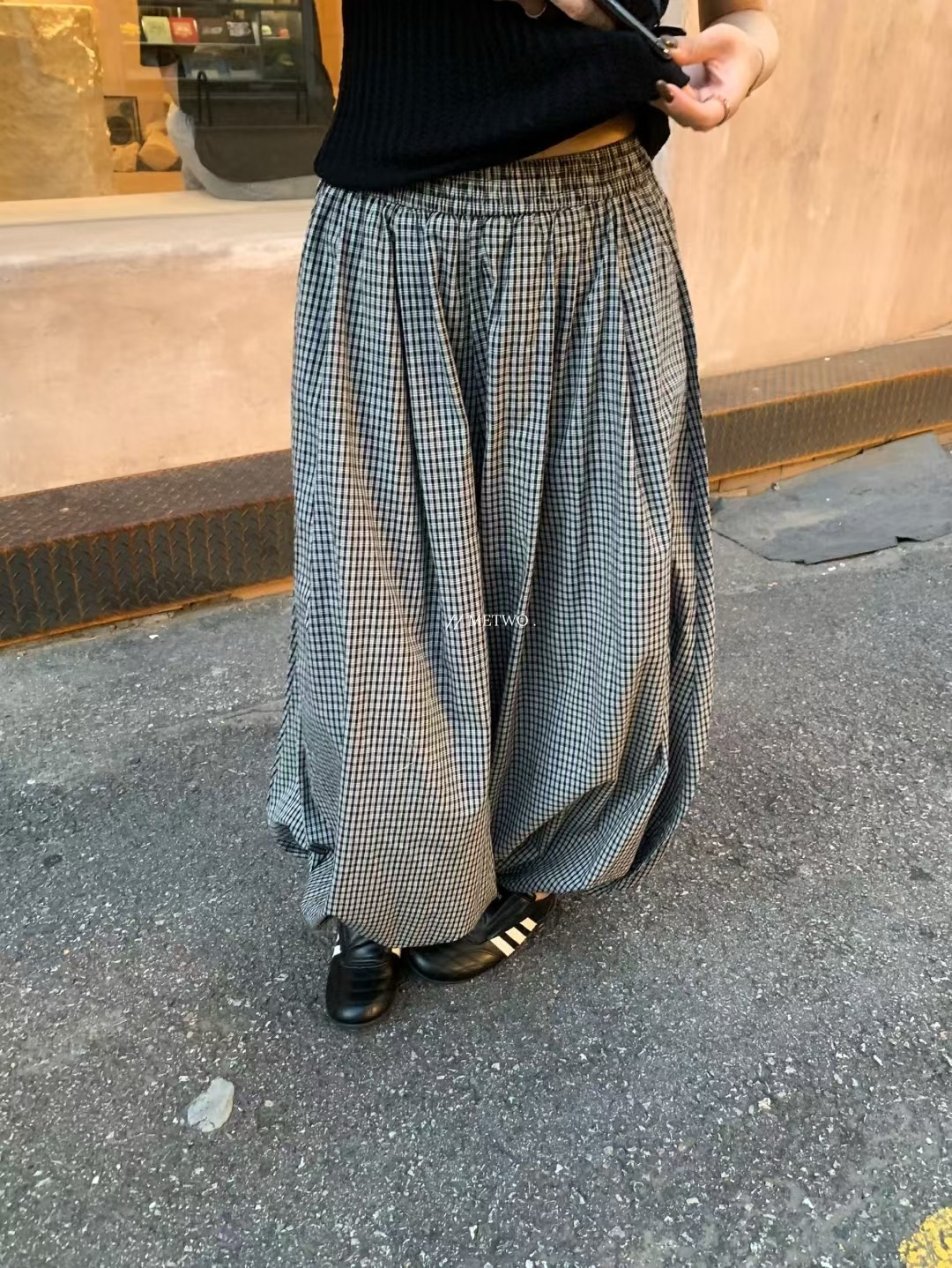格子燈籠褲1