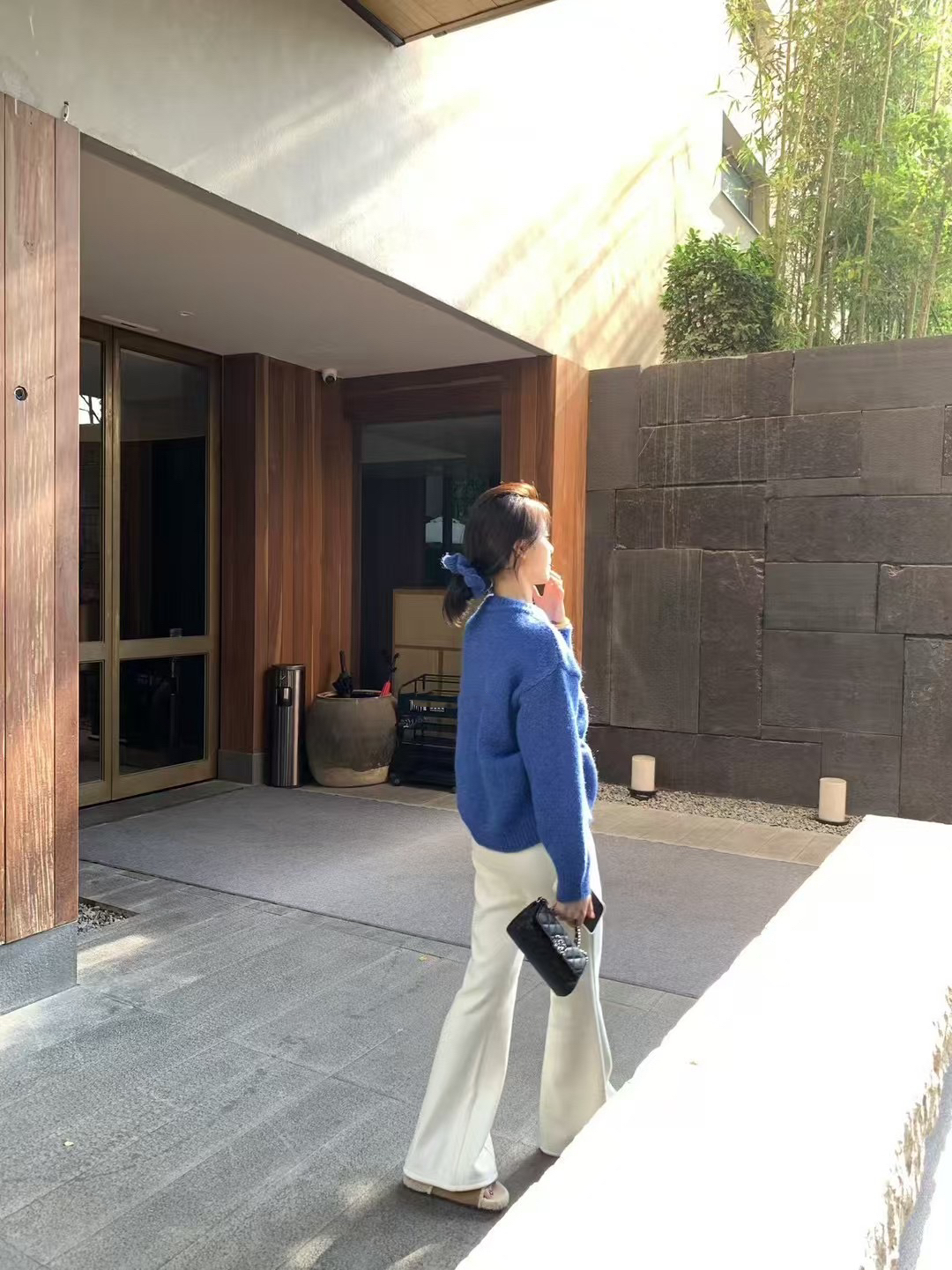 帶髮圈三色毛衣14