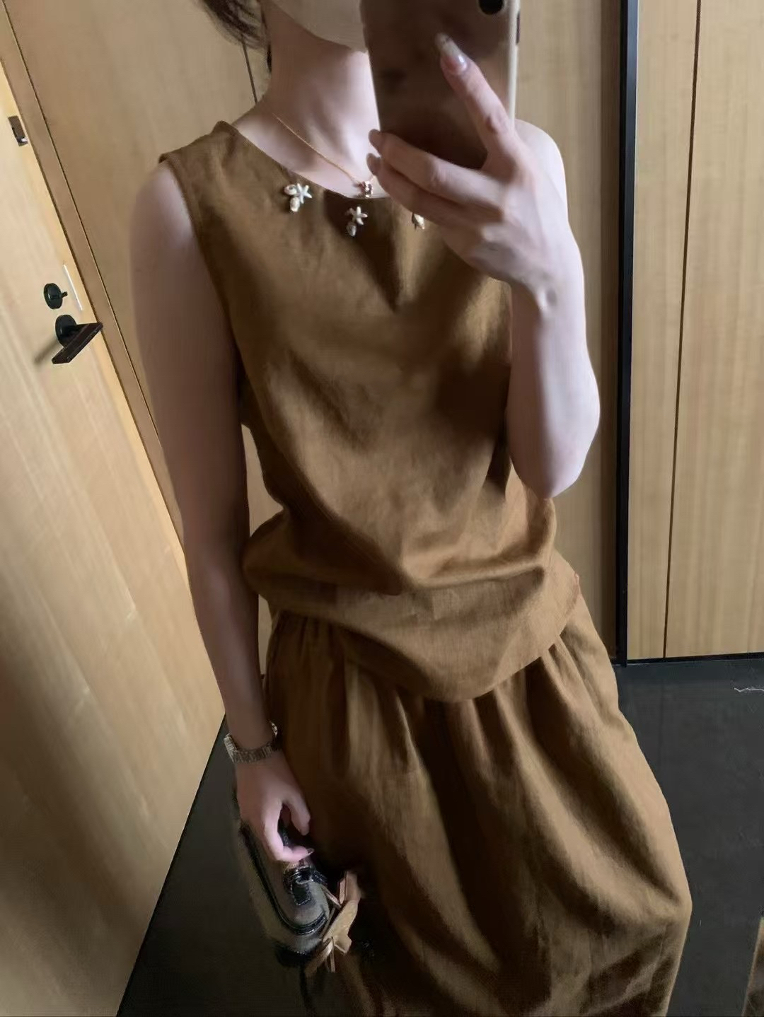 老錢風！麻料貝殼背心➕半身裙套裝8