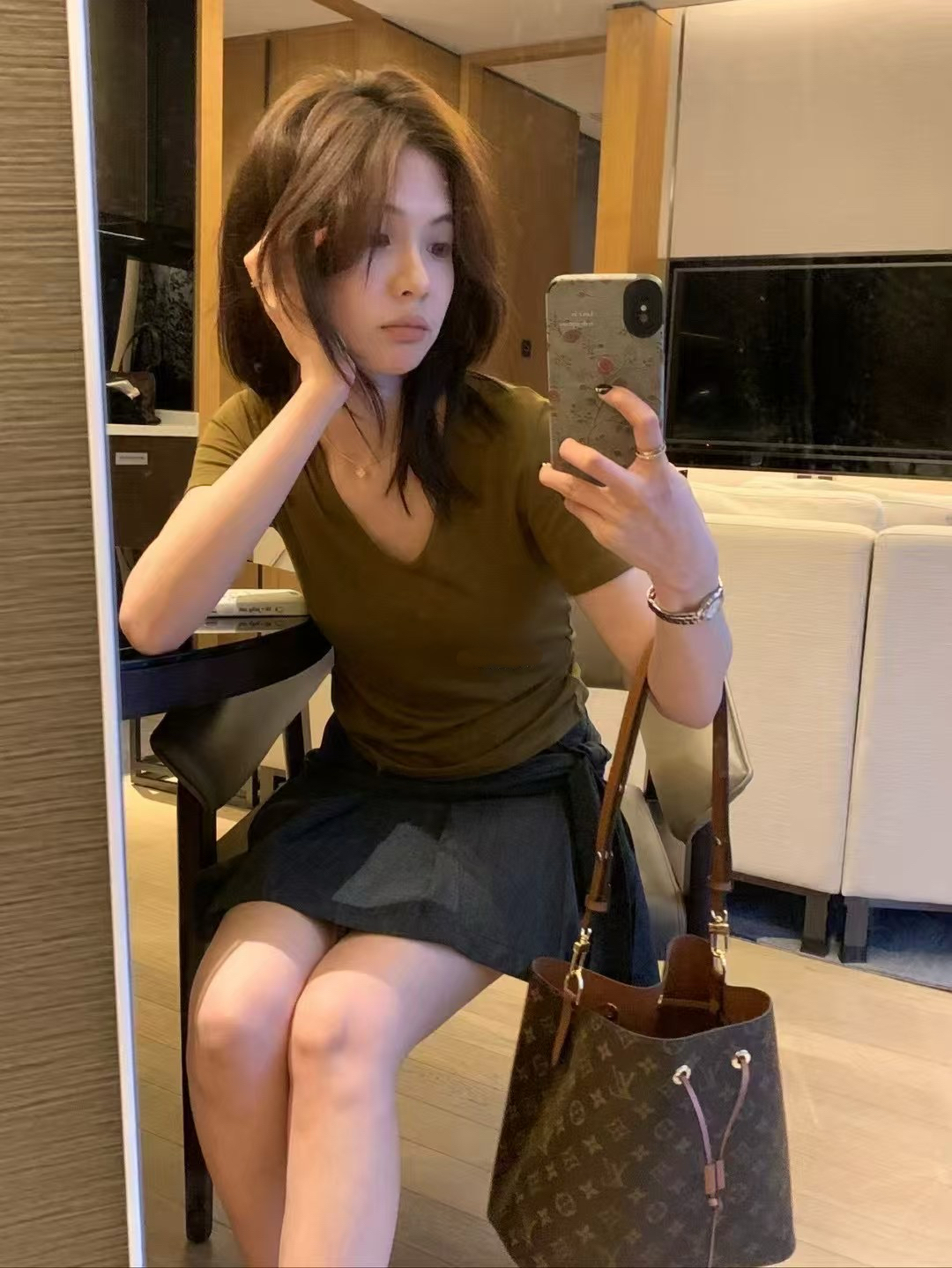 綁帶側邊百褶短裙4